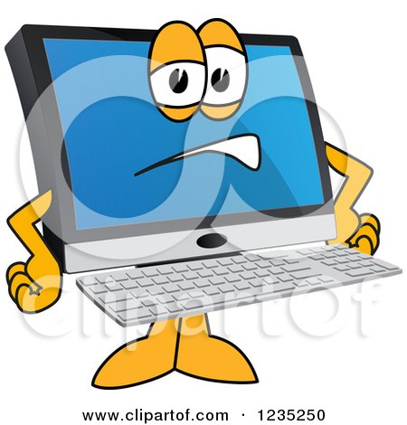 Clipart of a Frustrated PC Computer Mascot - Royalty Free Vector Illustration by Mascot Junction