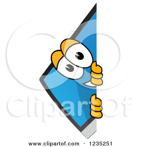 Clipart of a PC Computer Mascot Smiling Around a Sign - Royalty Free Vector Illustration by Mascot Junction