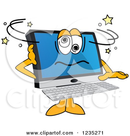 Clipart of a Confused PC Computer Mascot - Royalty Free Vector Illustration by Mascot Junction