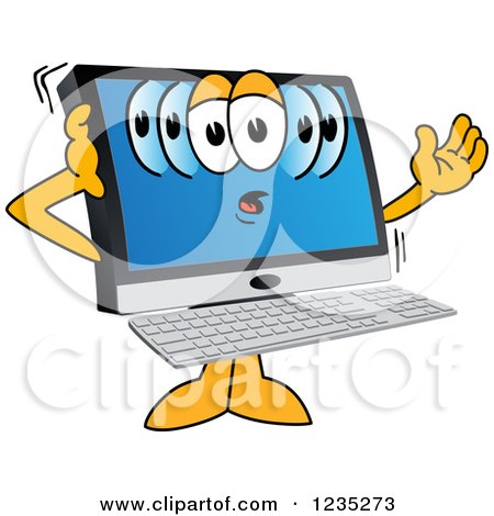 Clipart of a Dizzy PC Computer Mascot - Royalty Free Vector Illustration by Mascot Junction