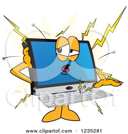 Clipart of a PC Computer Mascot Crashing - Royalty Free Vector Illustration by Mascot Junction