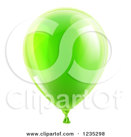 Clipart of a 3d Reflective Lime Green Party Balloon - Royalty Free Vector Illustration by AtStockIllustration