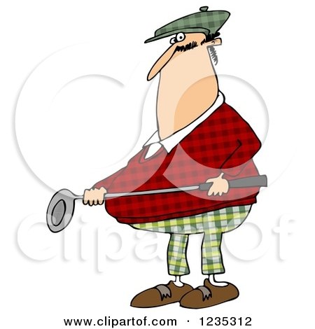 Clipart of a White Male Golfer Dressed in Plaid - Royalty Free Illustration by djart