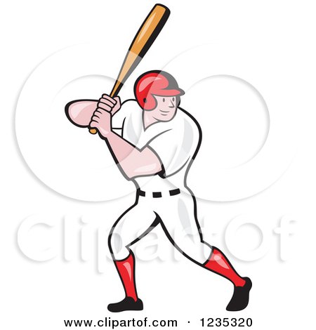 Clipart of a Cartoon Baseball Batter Man 2 - Royalty Free Vector Illustration by patrimonio