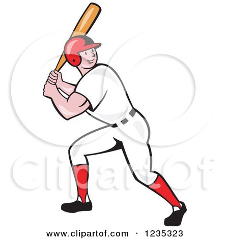 Clipart of a Cartoon Baseball Batter Man - Royalty Free Vector Illustration by patrimonio