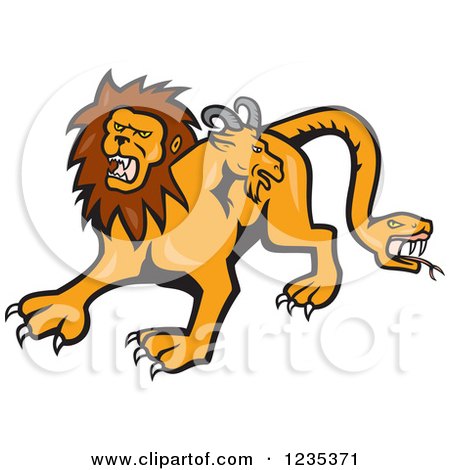 Clipart of a Mythical Lion Goat Snake Chimera Beast - Royalty Free Vector Illustration by patrimonio