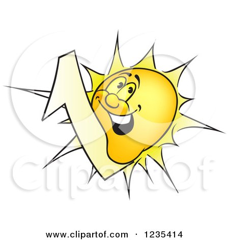 Clipart of a Yellow Sun Character with Number 1 - Royalty Free Vector Illustration by dero