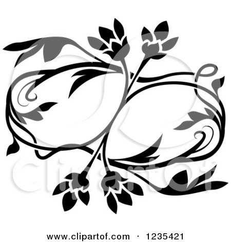 Clipart of a Black and White Floral Design Element - Royalty Free Vector Illustration by dero