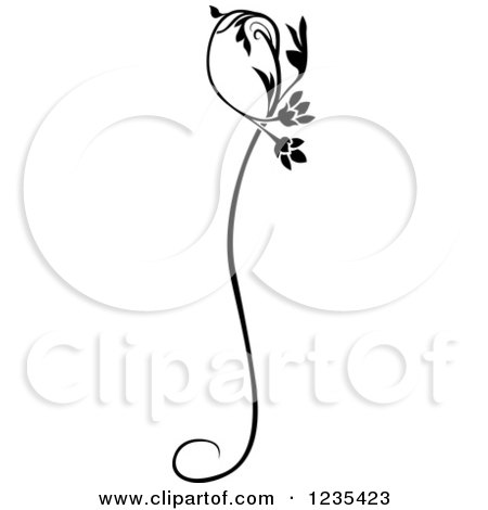 Clipart of a Black and White Floral Design Element 3 - Royalty Free Vector Illustration by dero