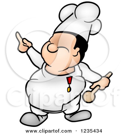 Clipart of a Chef Man Pointing - Royalty Free Vector Illustration by dero