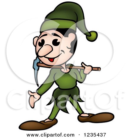 Clipart of a Dwarf in Green - Royalty Free Vector Illustration by dero