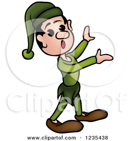 Clipart of a Surprised Dwarf in Green - Royalty Free Vector Illustration by dero