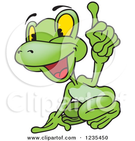 Clipart of a Smart Frog Holding up a Finger - Royalty Free Vector Illustration by dero