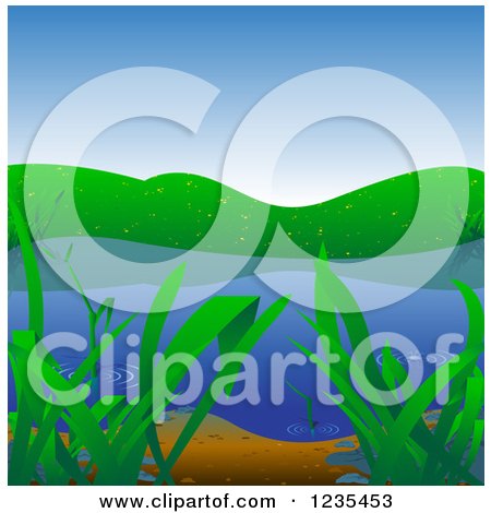 Clipart of a Lake or Pond Background - Royalty Free Vector Illustration by dero