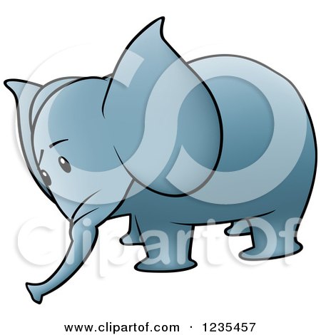 Clipart of a Sad Blue Elephant - Royalty Free Vector Illustration by dero