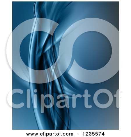 Clipart of a Blue Background of Swooshing Waves - Royalty Free Illustration by KJ Pargeter