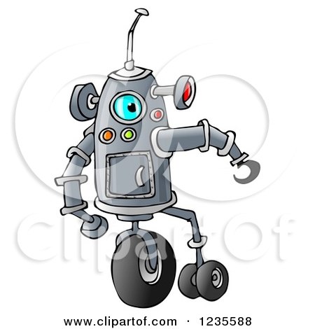 Clipart of a Robot with Wheels - Royalty Free Illustration by djart