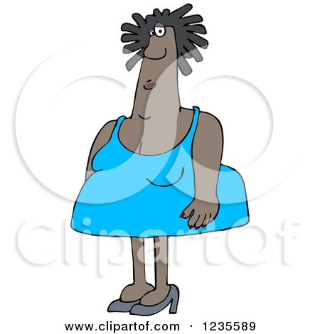 Clipart of a Chubby Black Woman with Ringlets - Royalty Free Vector Illustration by djart