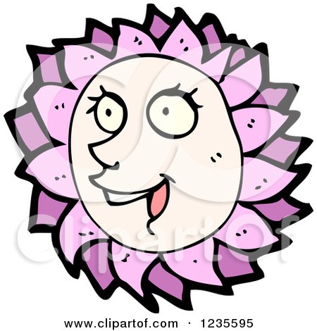 Clipart of a Happy Purple Flower - Royalty Free Vector Illustration by lineartestpilot