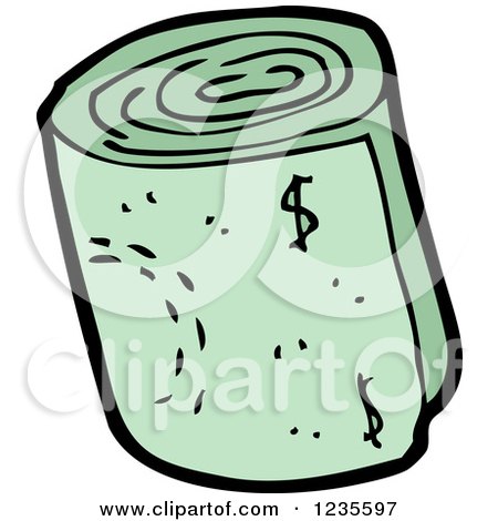 Clipart of a Rolled Wad of Cash - Royalty Free Vector Illustration by lineartestpilot