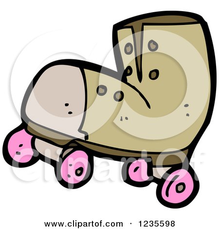 Clipart of a Roller Skate with Pink Wheels - Royalty Free Vector Illustration by lineartestpilot