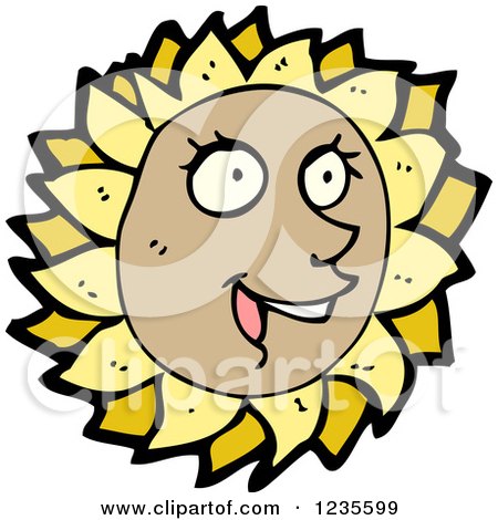 Clipart of a Happy Sunflower - Royalty Free Vector Illustration by lineartestpilot