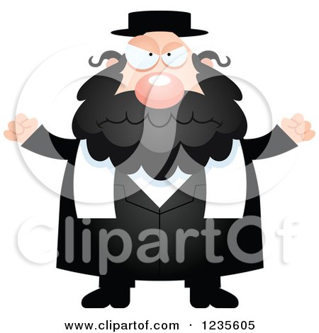 Clipart of a Mad Chubby Jewish Rabbi - Royalty Free Vector Illustration by Cory Thoman