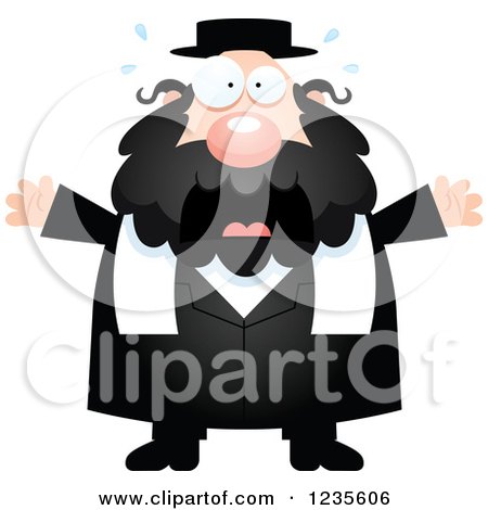 Clipart of a Scared Screaming Chubby Jewish Rabbi - Royalty Free Vector Illustration by Cory Thoman
