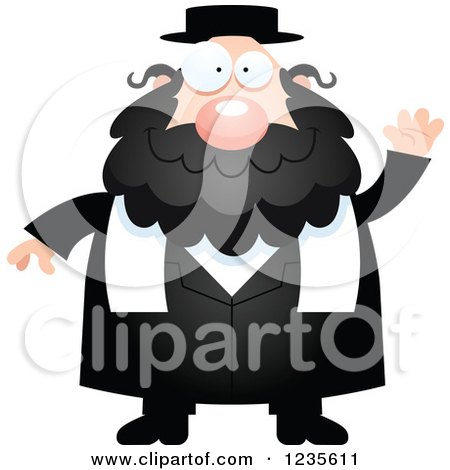 Clipart of a Friendly Waving Chubby Jewish Rabbi - Royalty Free Vector Illustration by Cory Thoman