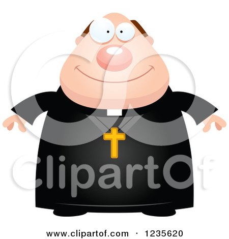 Clipart of a Happy Smiling Chubby Priest - Royalty Free Vector Illustration by Cory Thoman