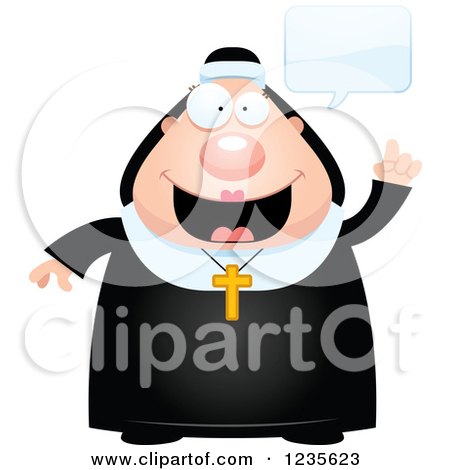 Clipart of a Talking Chubby Nun - Royalty Free Vector Illustration by Cory Thoman