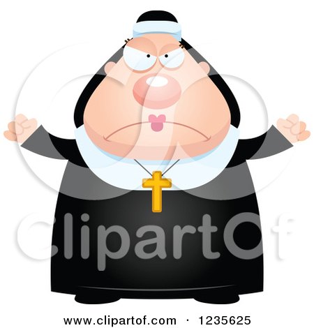 Clipart of a Mad Chubby Nun - Royalty Free Vector Illustration by Cory Thoman