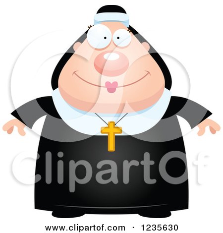 Clipart of a Happy Smiling Chubby Nun - Royalty Free Vector Illustration by Cory Thoman