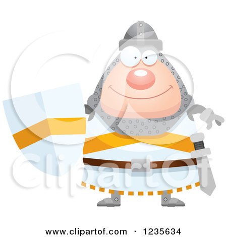 Clipart of a Happy Chubby Knight - Royalty Free Vector Illustration by Cory Thoman