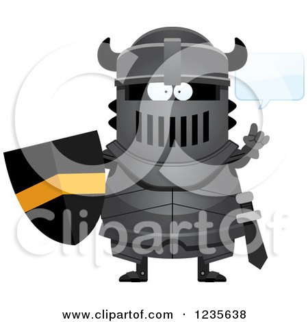 Clipart of a Talking Black Knight - Royalty Free Vector Illustration by Cory Thoman