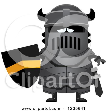 Clipart of a Sad Depressed Black Knight - Royalty Free Vector Illustration by Cory Thoman