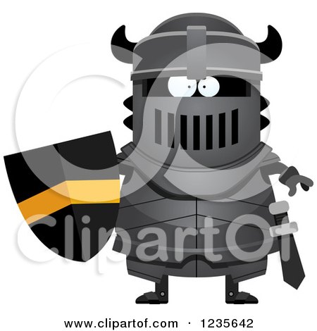 Clipart of a Black Knight Holding a Sword - Royalty Free Vector Illustration by Cory Thoman