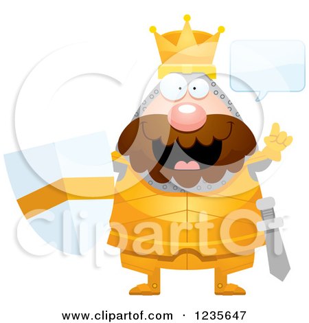 Clipart of a Chubby King Knight Talking - Royalty Free Vector Illustration by Cory Thoman
