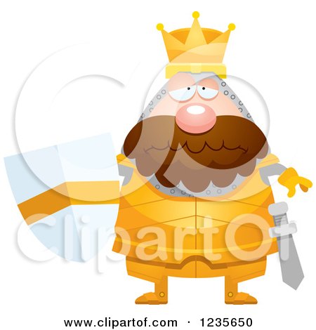 Clipart of a Depressed Chubby King Knight - Royalty Free Vector Illustration by Cory Thoman