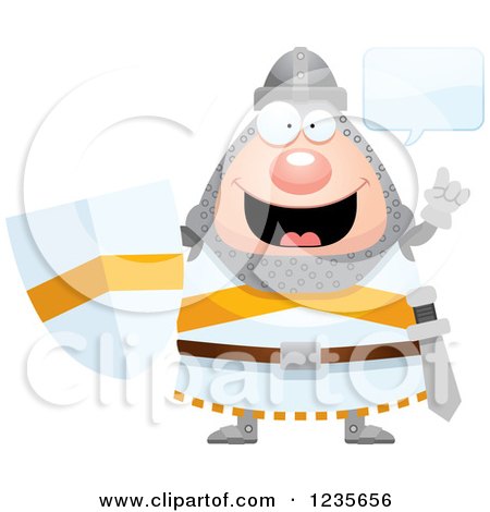 Clipart of a Talking Chubby Knight - Royalty Free Vector Illustration by Cory Thoman