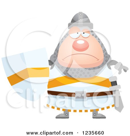 Clipart of a Depressed Chubby Knight - Royalty Free Vector Illustration by Cory Thoman