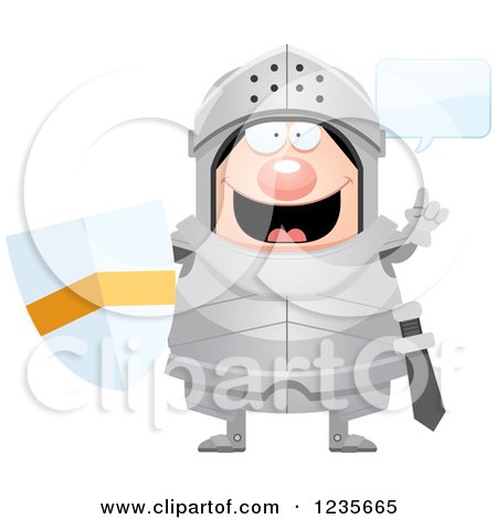 Clipart of a Chubby Armoured Knight Talking - Royalty Free Vector Illustration by Cory Thoman