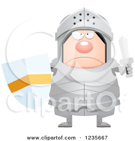 Clipart of a Mad Chubby Armoured Knight - Royalty Free Vector Illustration by Cory Thoman
