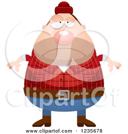 Clipart of a Depressed Chubby Male Lumberjack - Royalty Free Vector Illustration by Cory Thoman