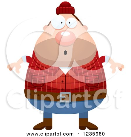 Clipart of a Surprised Gasping Chubby Male Lumberjack - Royalty Free Vector Illustration by Cory Thoman