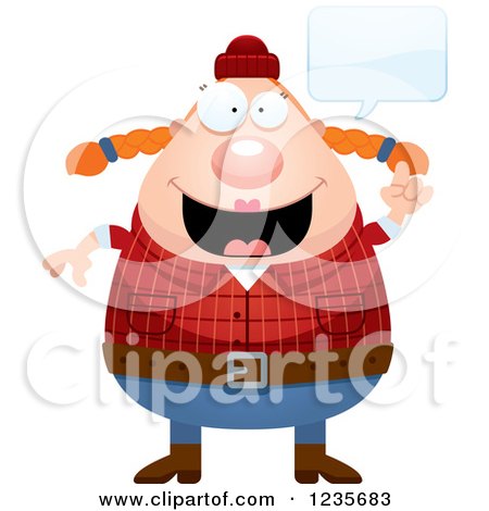 Clipart of a Chubby Female Lumberjack Talking - Royalty Free Vector Illustration by Cory Thoman