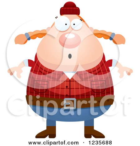 Clipart of a Surprised Gasping Chubby Female Lumberjack - Royalty Free Vector Illustration by Cory Thoman