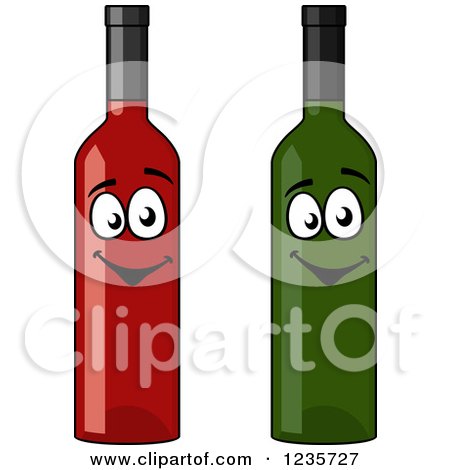 Clipart of Happy Wine Bottle Characters - Royalty Free Vector Illustration by Vector Tradition SM