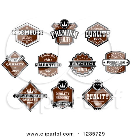 Clipart of Brown Quality Guarantee Labels - Royalty Free Vector Illustration by Vector Tradition SM