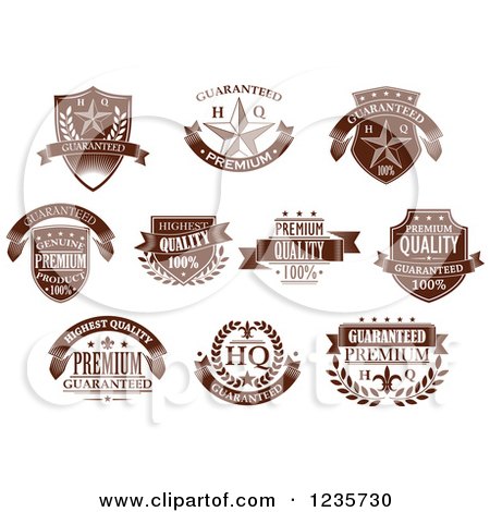 Clipart of Brown Quality Guarantee Labels 2 - Royalty Free Vector Illustration by Vector Tradition SM